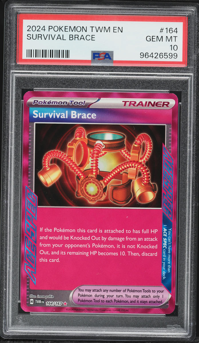 2024 Pokemon Scarlet & Violet Twilight Masquerade Ace Spec Survival Brace #164 PSA 10 GEM MINT
