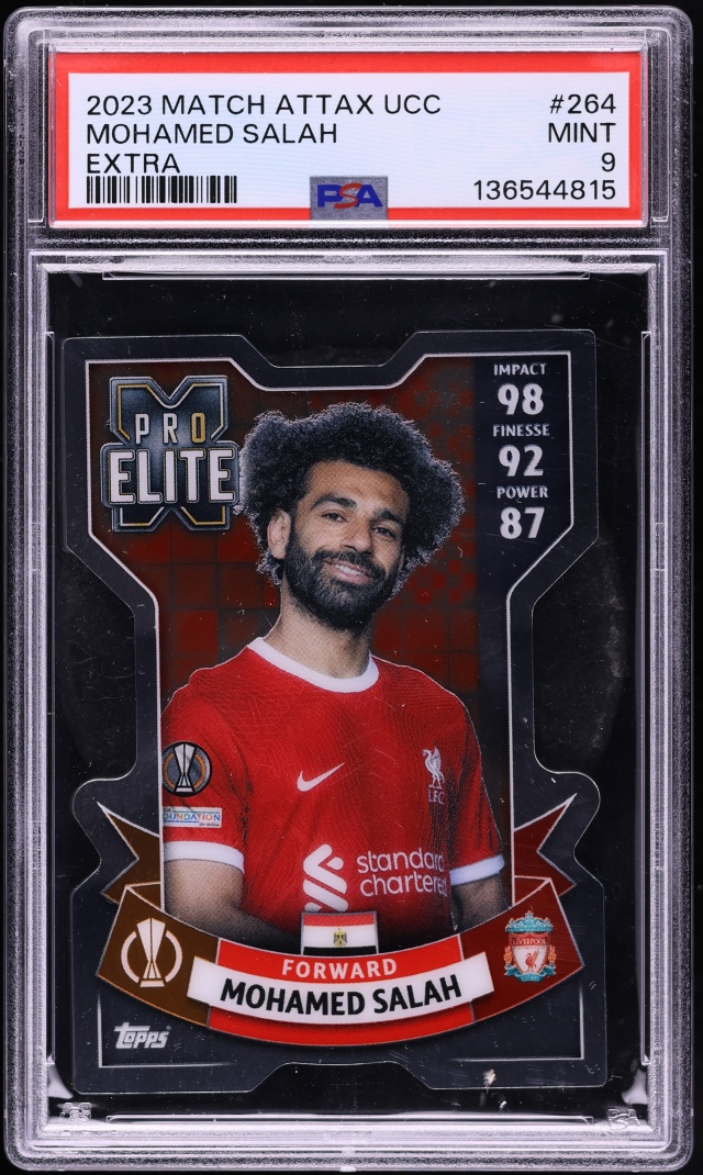 2023 Topps Match Attax UEFA Club Competitions Extra Die-Cut Mohamed Salah #264 PSA 9 MINT