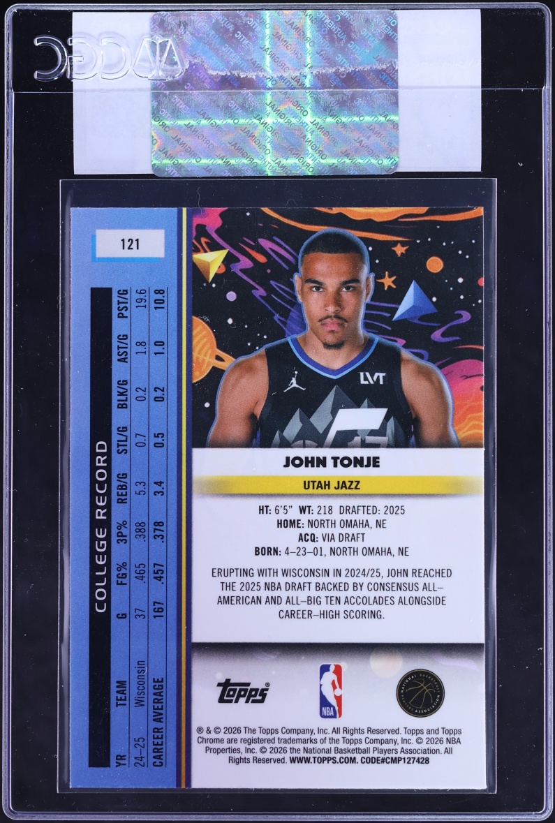 2025 Topps Chrome Cosmic John Tonje ROOKIE #121 CGC AUTH