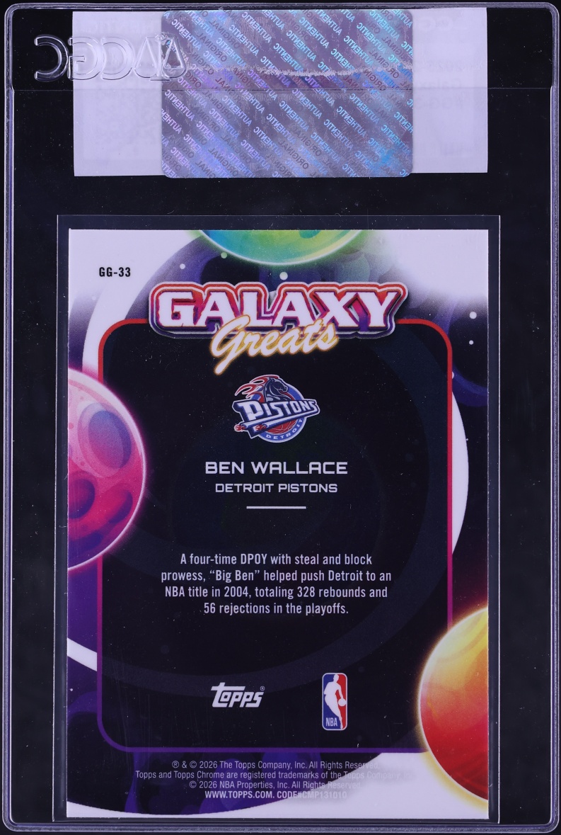 2025 Topps Chrome Cosmic Galaxy Greats Ben Wallace #GG-33 CGC AUTH