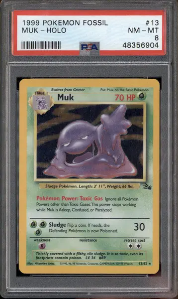 1999 Pokemon Fossil Holo #13 Muk PSA 8