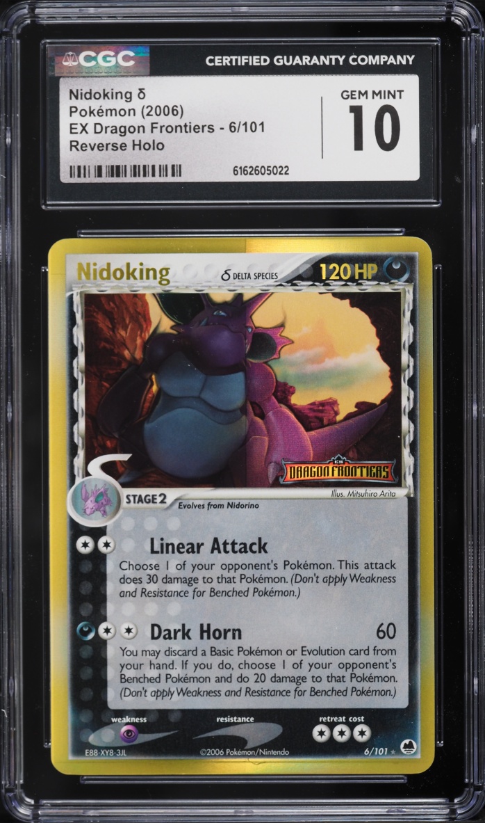 2006 Pokemon EX Dragon Frontiers Reverse Holo Nidoking #6 CGC 10 GEM MINT