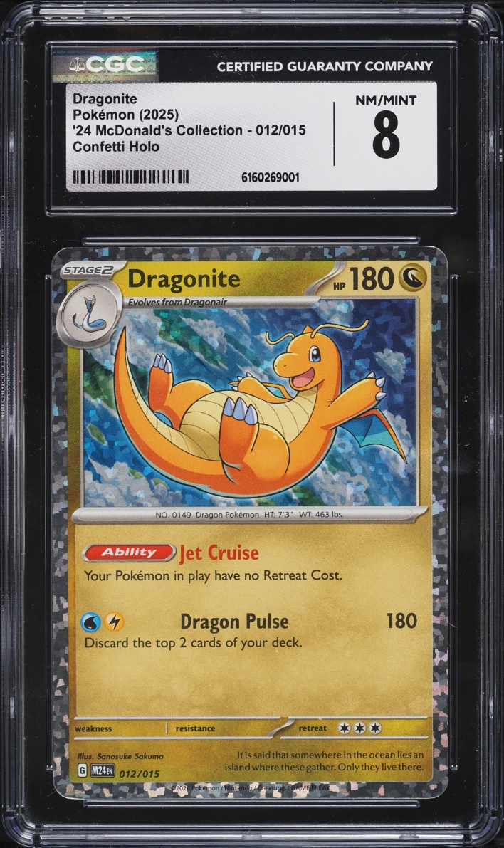 2025 Pokemon Scarlet & Violet '24 McDonald's Collection Confetti Holo Dragonite #12 CGC 8 NM-MT