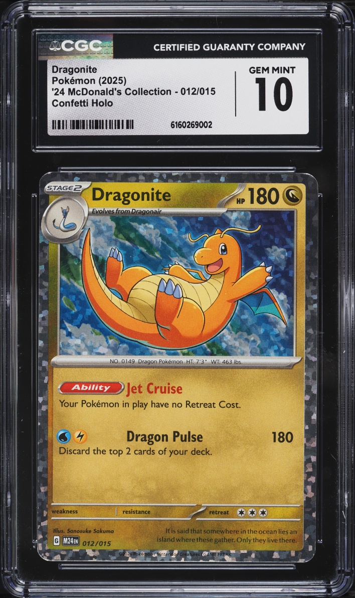 2025 Pokemon Scarlet & Violet '24 McDonald's Collection Confetti Holo Dragonite #12 CGC 10