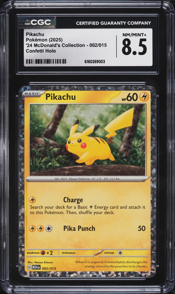 2025 Pokemon Scarlet & Violet '24 McDonald's Collection Confetti Holo Pikachu #2 CGC 8.5 NM-MT+