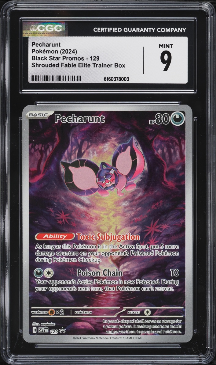 2024 Pokemon Scarlet & Violet Promo Shrouded Fable ETB Pecharunt #129 CGC 9 MINT