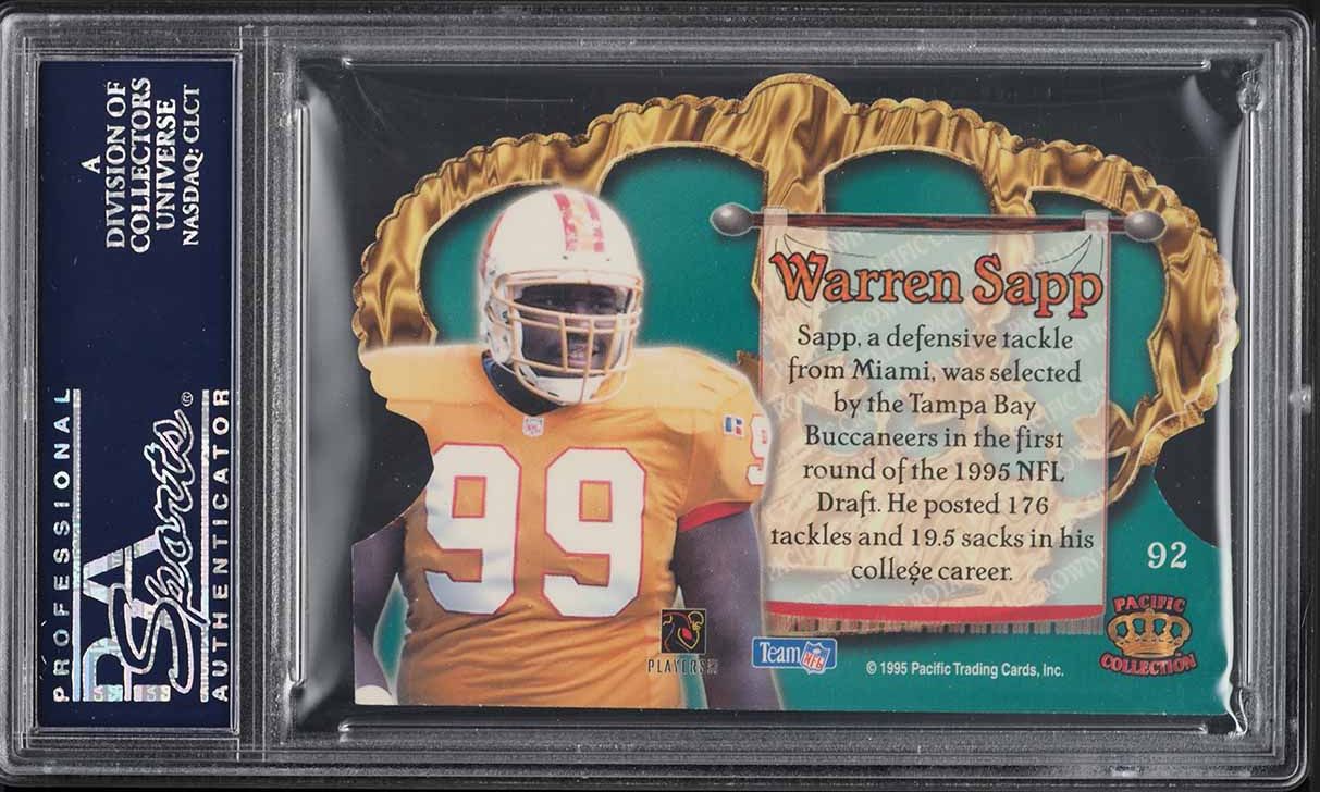 1995 Pacific Crown Royale Warren Sapp ROOKIE #92 PSA 10 GEM MINT