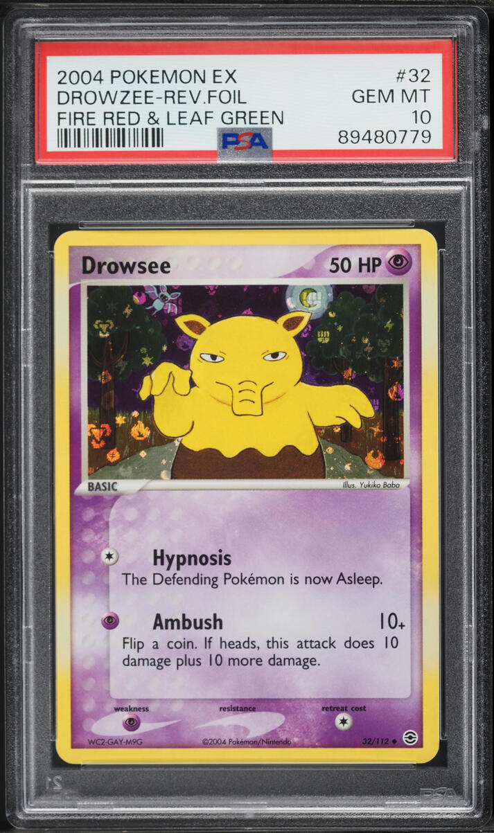 2004 Pokemon EX Fire Red & Leaf Green Reverse Holo Drowzee #32 PSA 10 GEM MINT