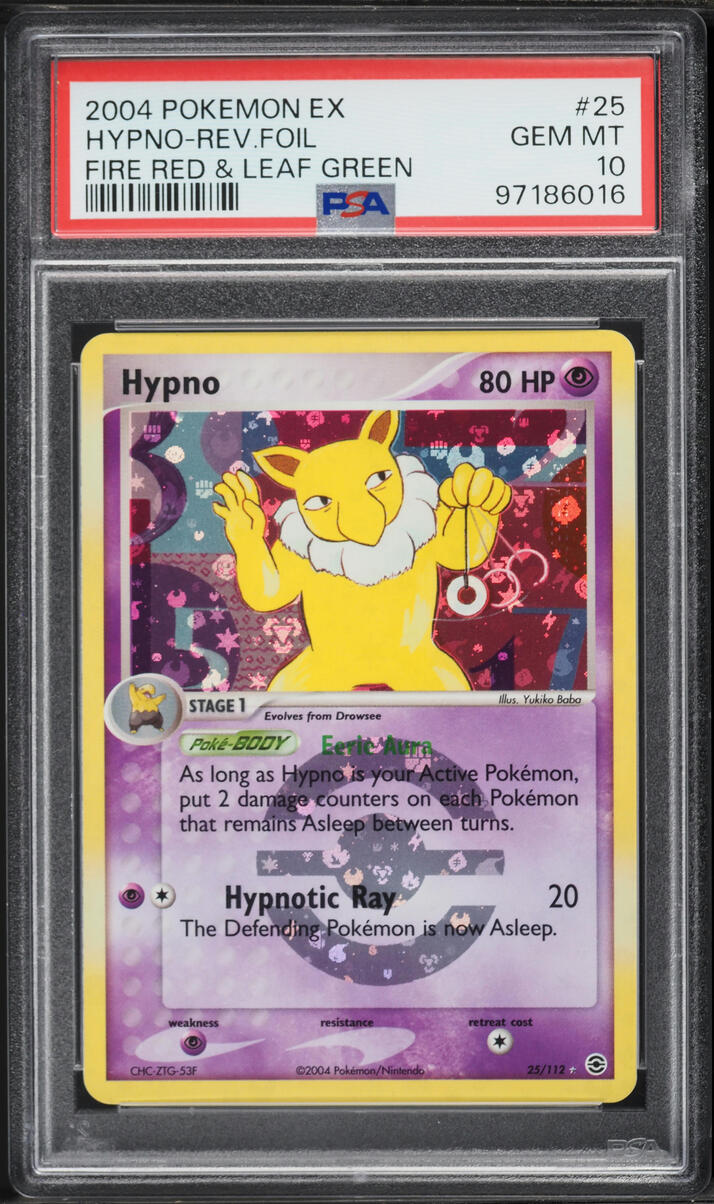 2004 Pokemon EX Fire Red & Leaf Green Reverse Holo Hypno #25 PSA 10 GEM MINT