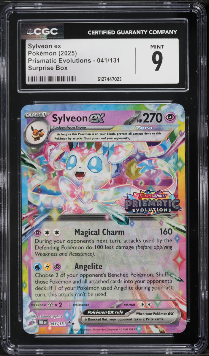 2025 Pokemon Scarlet & Violet Prismatic Evolutions Surprise Box Holo Sylveon EX #41 CGC 9 MINT