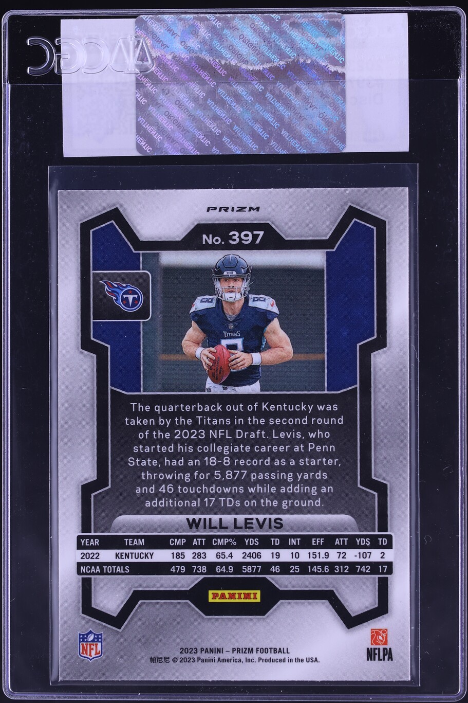 2023 Panini Prizm Disco Will Levis ROOKIE #397 CGC AUTH