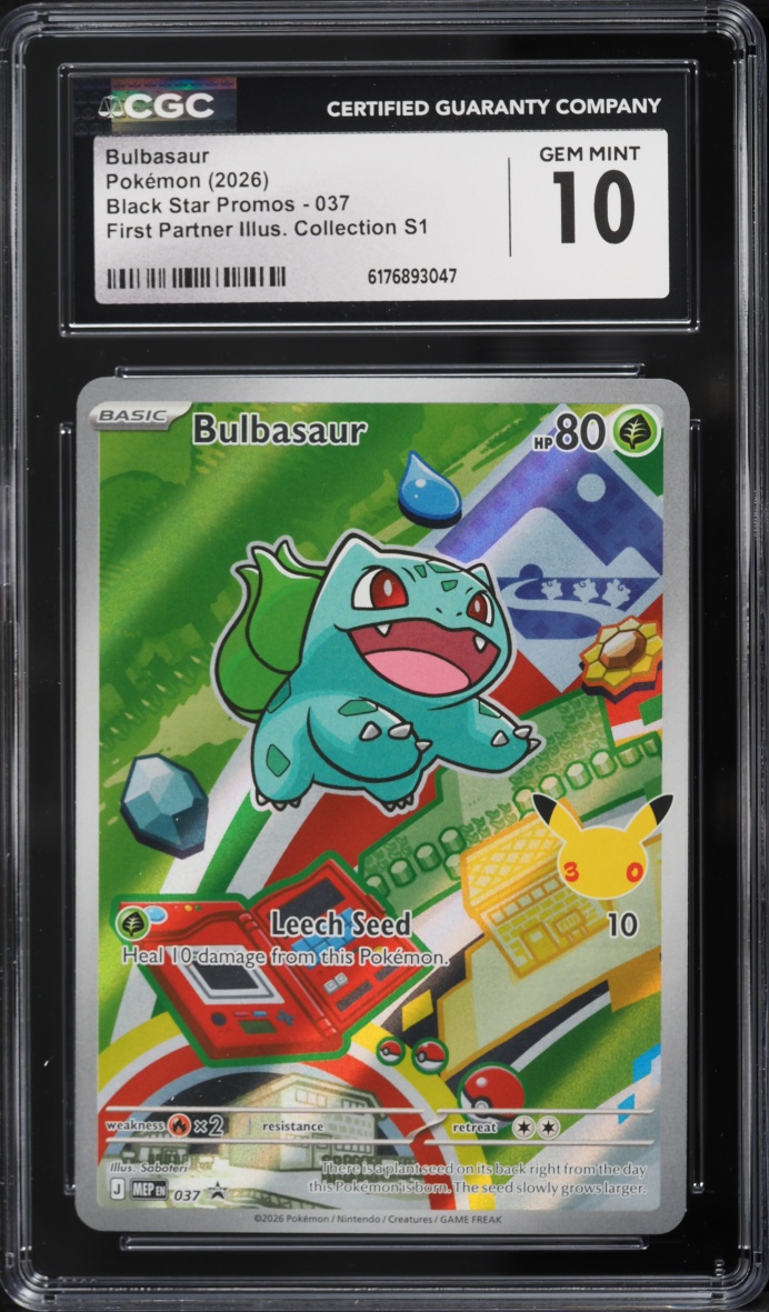2026 Pokemon Mega Evolution Promo First Partner Illustration S1 Full Art Bulbasaur #37 CGC 10
