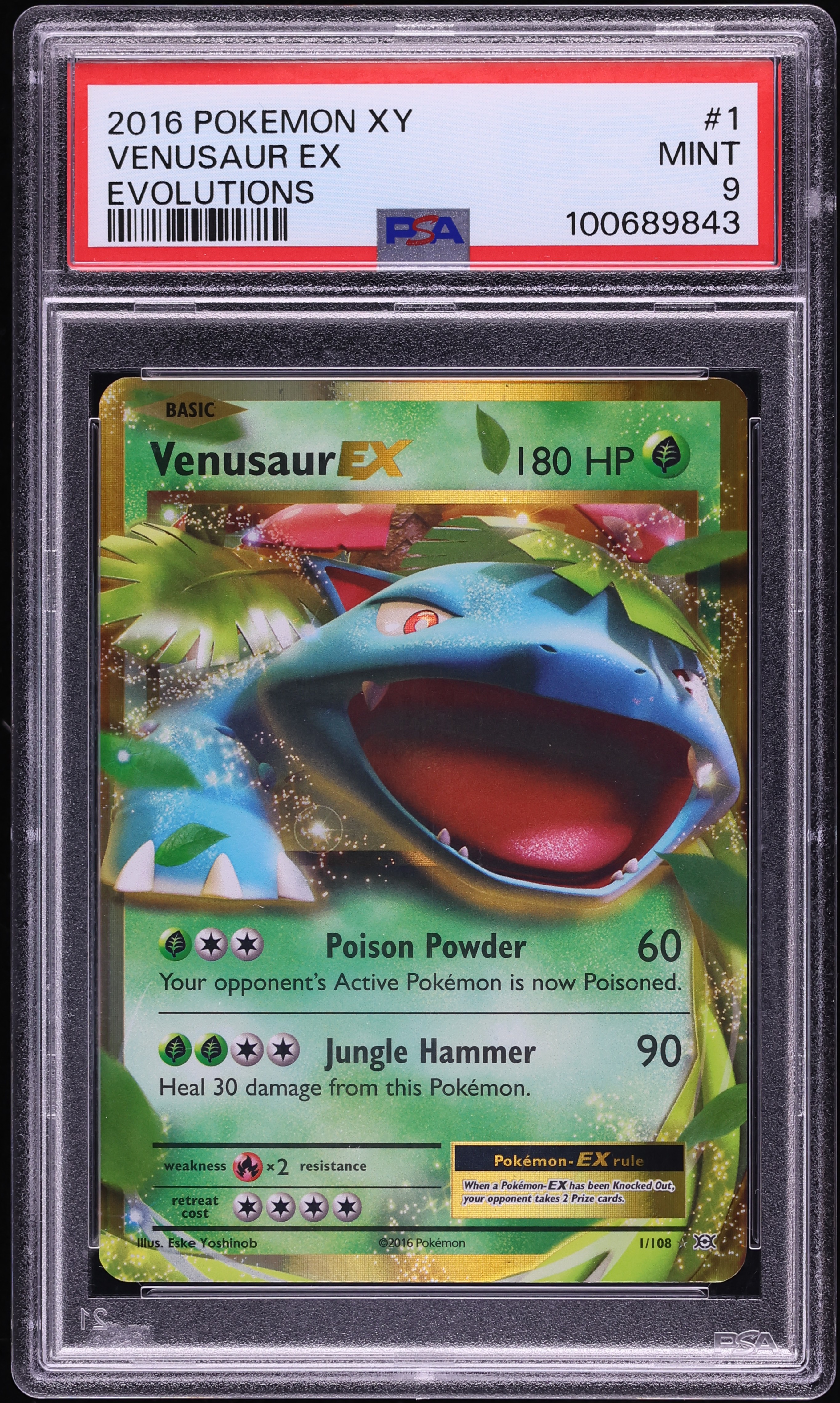 2016 Pokemon XY Evolutions Holo Venusaur EX #1 PSA 9 MINT