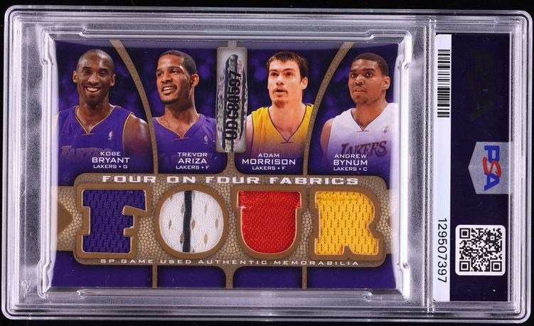 2009 SP Game Used 4 On 4 Fabrics LA Multiplayer w/ Kobe Bryant PATCH /65 PSA 5 EX