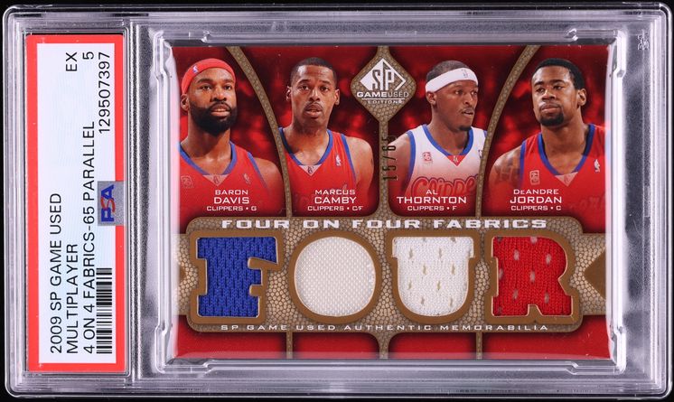 2009 SP Game Used 4 On 4 Fabrics LA Multiplayer w/ Kobe Bryant PATCH /65 PSA 5 EX