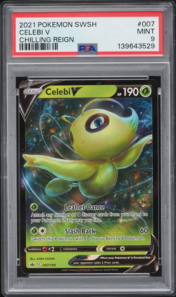 2021 Pokemon Sword & Shield Chilling Reign Celebi V #7 PSA 9 MINT