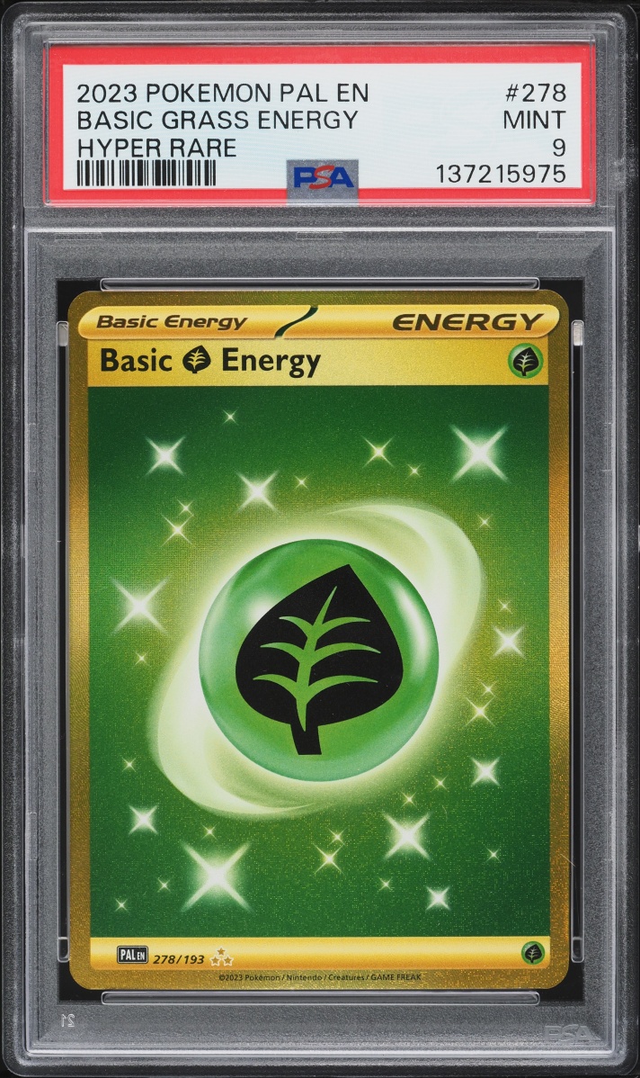 2023 Pokemon Scarlet & Violet Paldea Evolved Gold Rare Basic Grass Energy #278 PSA 9 MINT
