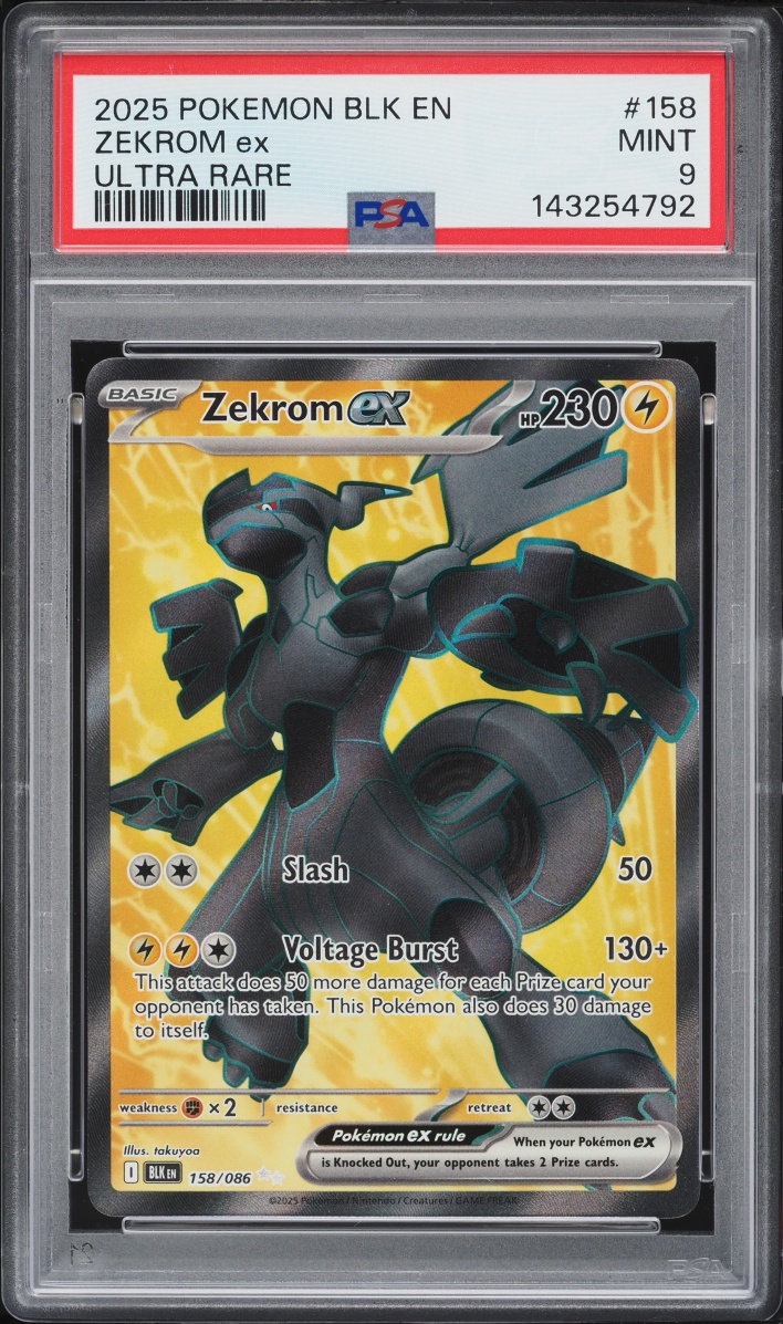 2025 Pokemon Scarlet & Violet Black Bolt Full Art Zekrom ex #158 PSA 9 MINT
