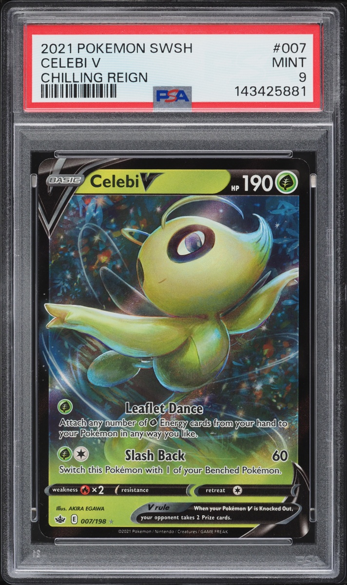 2021 Pokemon Sword & Shield Chilling Reign Holo Celebi V #7 PSA 9 MINT