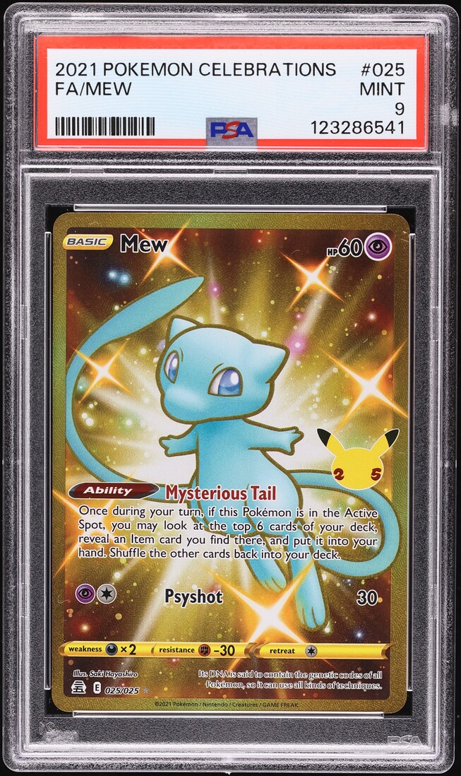 2021 Pokemon Sword & Shield Celebrations Gold Rare Mew #25 PSA 9 MINT
