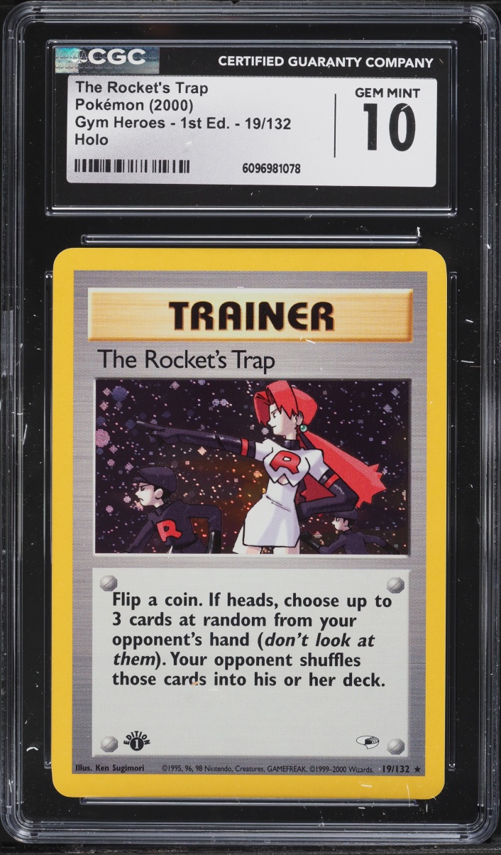 2000 Pokemon Gym Heroes 1st Edition Holo The Rocket's Trap #19 CGC 10 GEM MINT