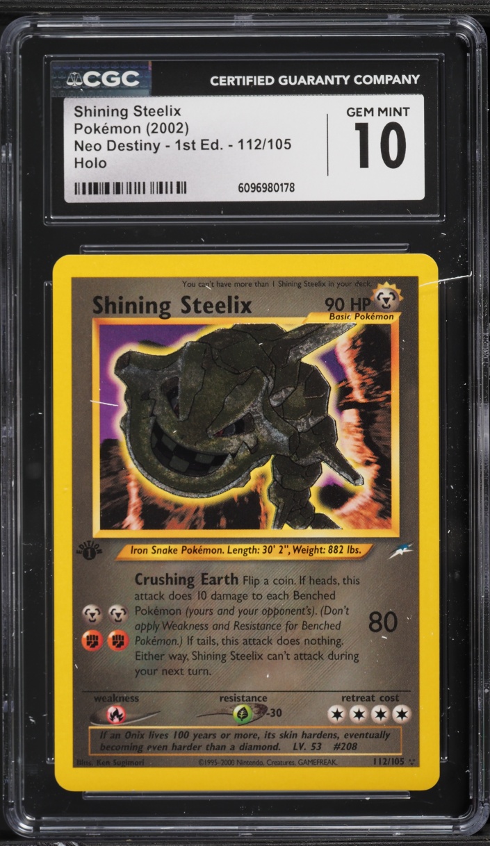 2002 Pokemon Neo Destiny 1st Edition Holo Shining Steelix #112 CGC 10 GEM MINT