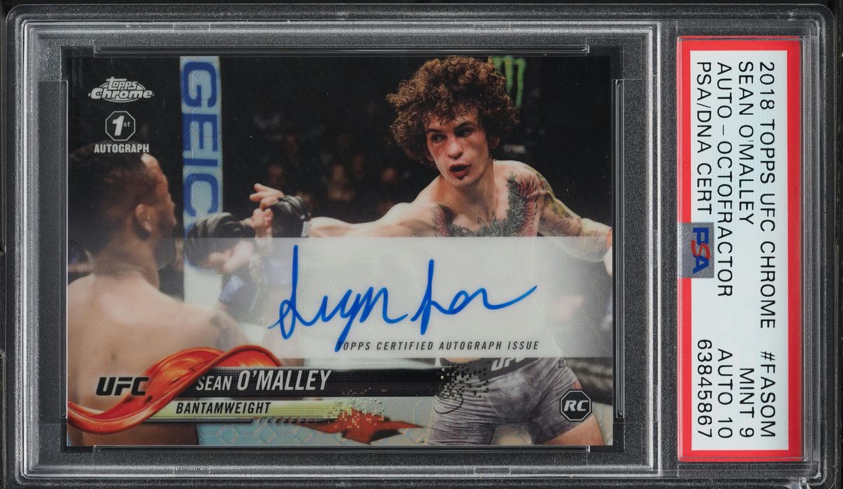 2018 Topps Chrome UFC Octofractor Sean O'Malley ROOKIE AUTO DNA 10 #FA-SOM PSA 9