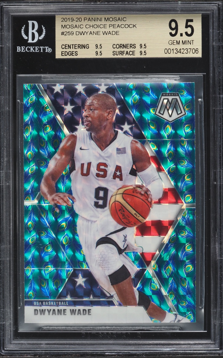 2019 Panini Mosaic Choice Peacock Dwyane Wade #259 BGS 9.5 GEM MINT