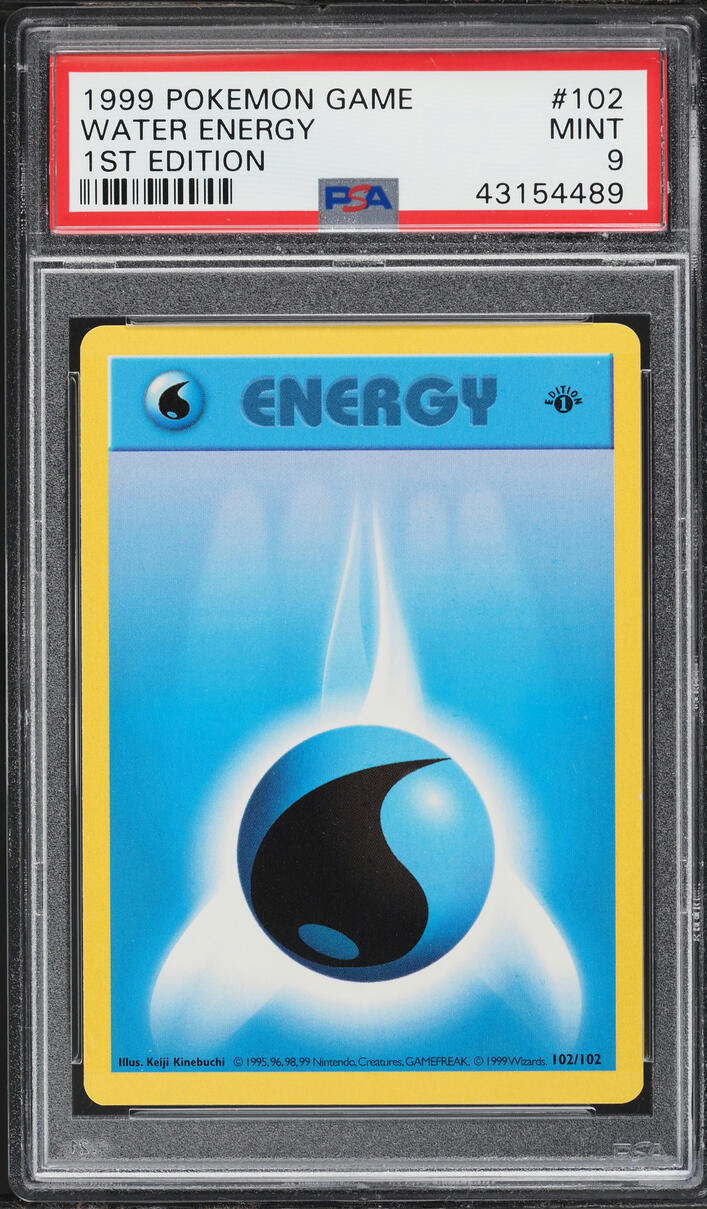 1999 Pokemon Base Set Shadowless 1st Edition Water Energy #102 PSA 9 MINT