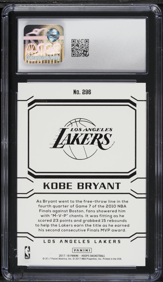 2017 Hoops Kobe Bryant #296 CGC 10 GEM MINT