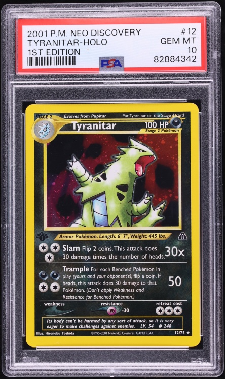 2001 Pokemon Neo Discovery 1st Edition Holo Tyranitar #12 PSA 10 GEM MINT