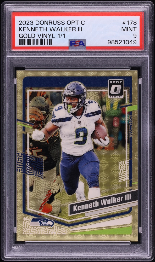 2023 Donruss Optic Gold Vinyl Kenneth Walker III 1/1 #178 PSA 9 MINT