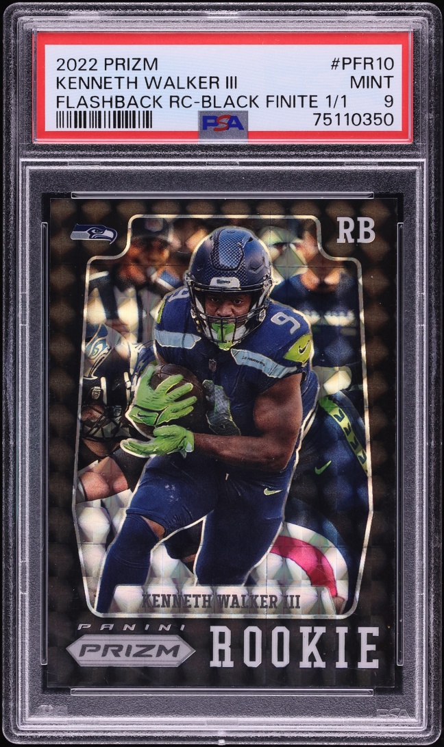 2022 Panini Prizm Flashback Black Finite Kenneth Walker III ROOKIE 1/1 #PFR-10 PSA 9 MINT