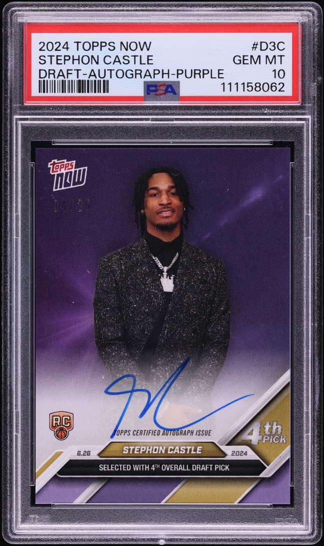 2024 Topps Now Draft Purple Stephon Castle ROOKIE AUTO /25 #D3C PSA 10 GEM MINT