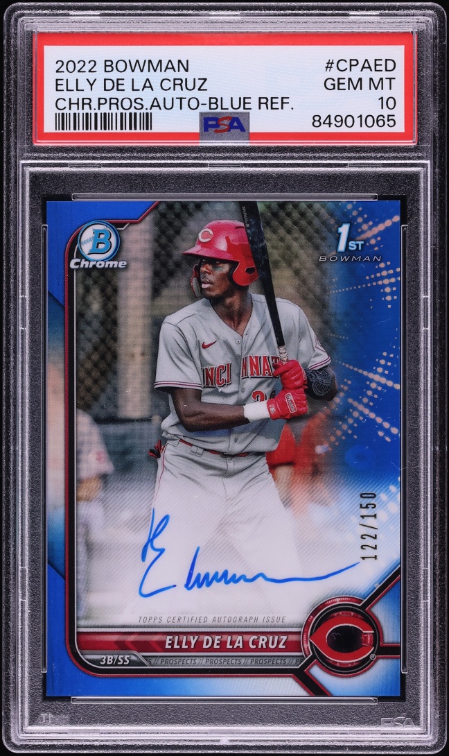 2022 Bowman Chrome Blue Refractor Elly De La Cruz PROSPECT AUTO /150 #CPA-ED PSA 10 GEM MINT