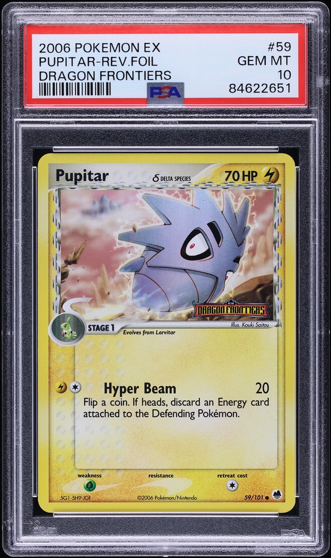 2006 Pokemon EX Dragon Frontiers Reverse Holo Pupitar #59 PSA 10 GEM MINT
