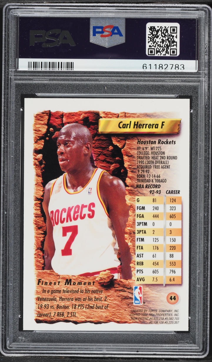 1993 Finest Refractor Carl Herrera #44 PSA 7 NRMT