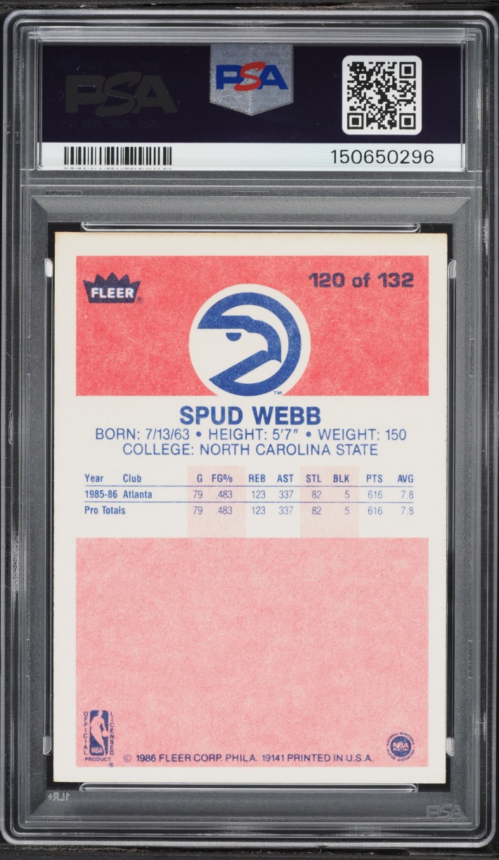 1986 Fleer Basketball Spud Webb ROOKIE #120 PSA 7 NRMT