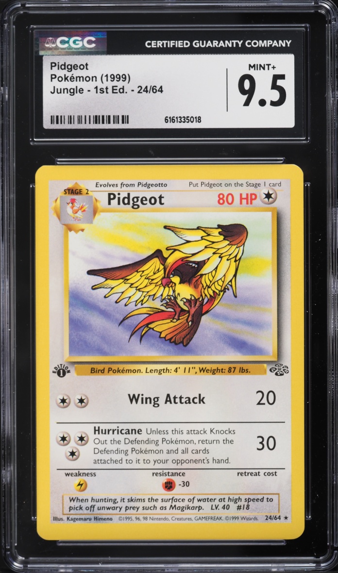 1999 Pokemon Jungle 1st Edition Pidgeot #24 CGC 9.5 MINT+