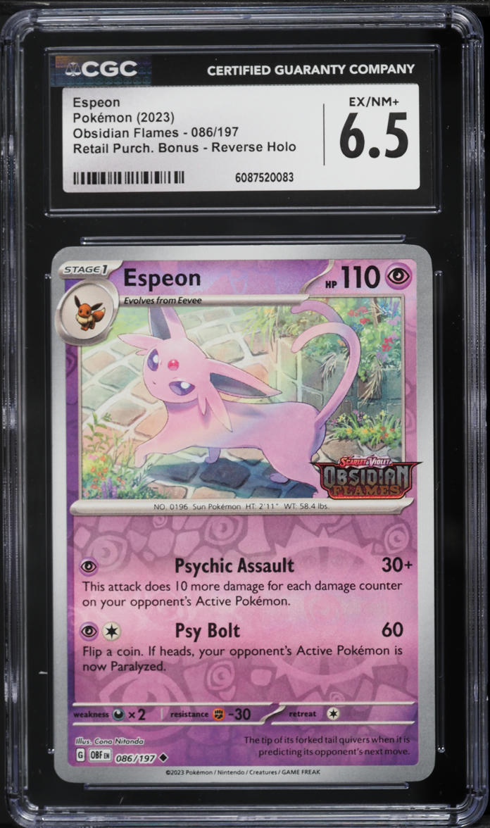 2023 Pokemon Scarlet & Violet Obsidian Flames Retail Reverse Holo Espeon #86 CGC 6.5 EXMT+