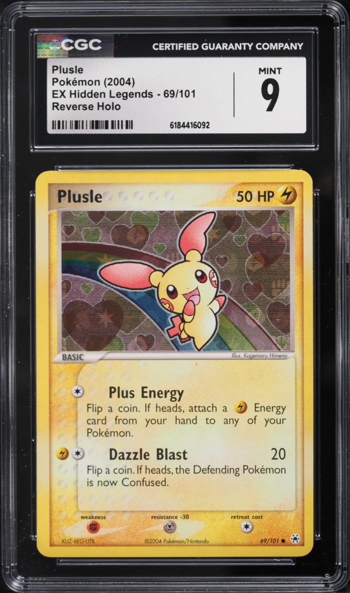 2004 Pokemon EX Hidden Legends Reverse Holo Plusle #69 CGC 9 MINT