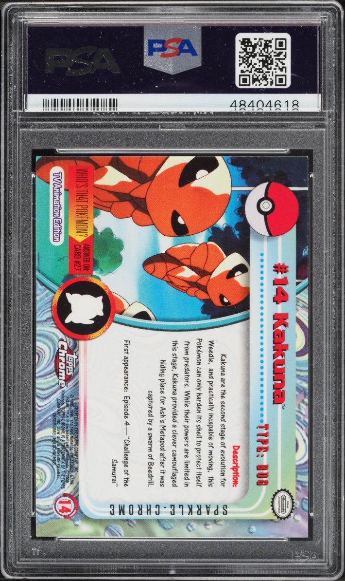 2000 Topps Chrome Pokemon Series 1 Sparkle Kakuna #14 PSA 8 NM-MT
