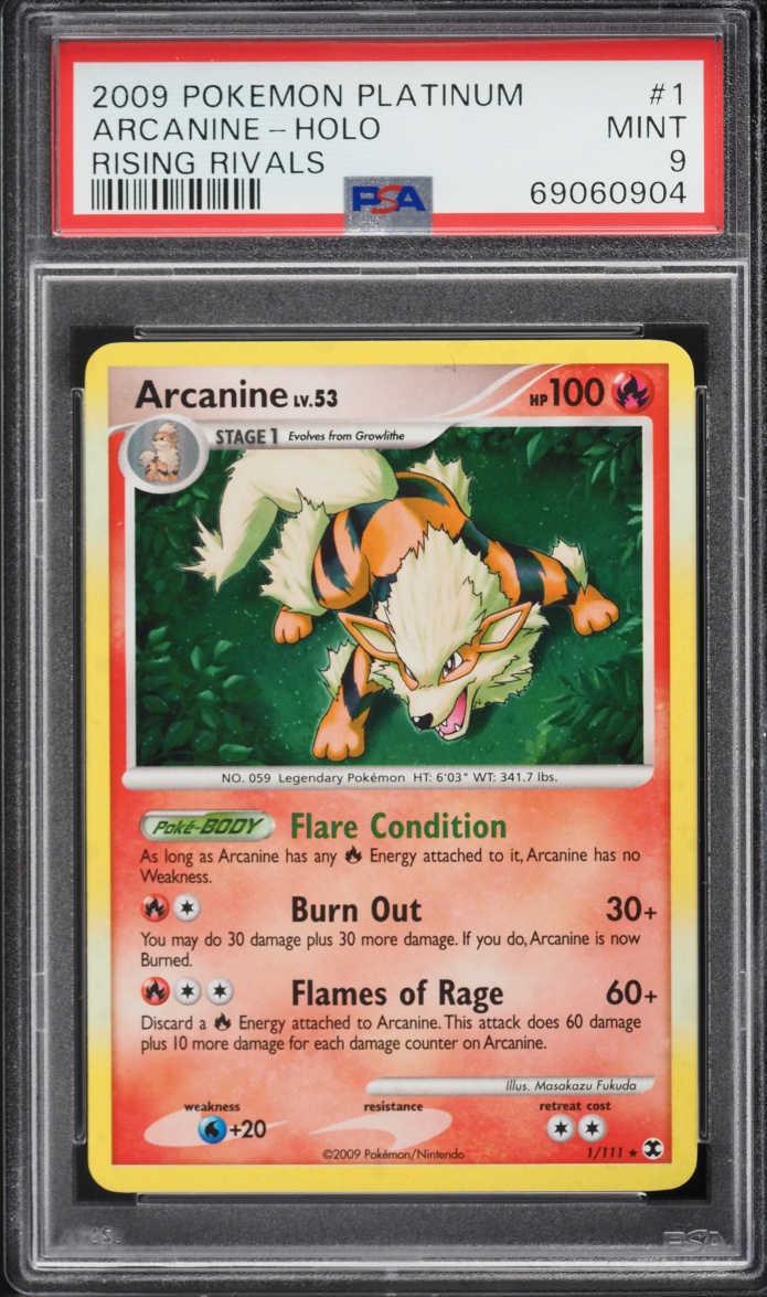 2009 Pokemon Platinum Rising Rivals Holo Arcanine #1 PSA 9 MINT