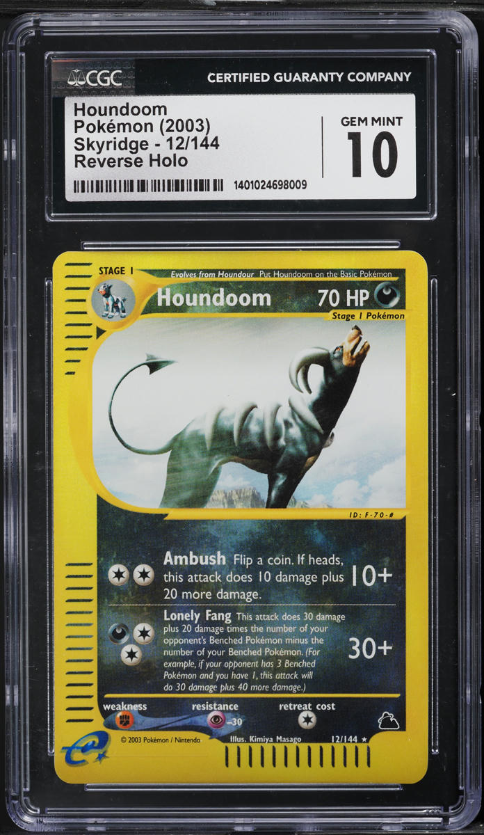 2003 Pokemon Skyridge Reverse Holo Houndoom #12 CGC 10 GEM MINT