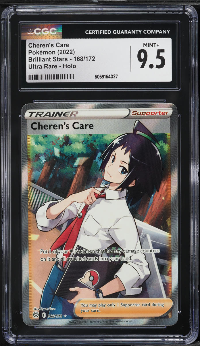 2022 Pokemon SWSH Brilliant Stars Full Art Cheren's Care #168 CGC 9.5 MINT+