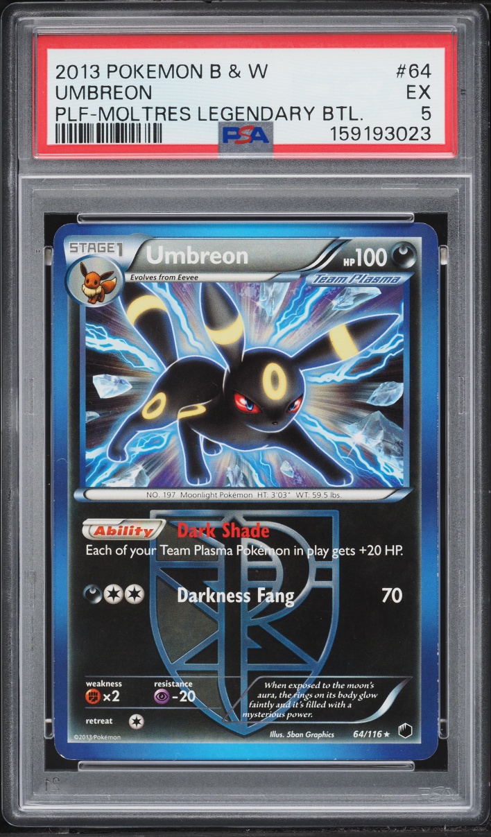 2013 Pokemon Black & White Plasma Freeze Moltres Legendary Umbreon #64 PSA 5 EX