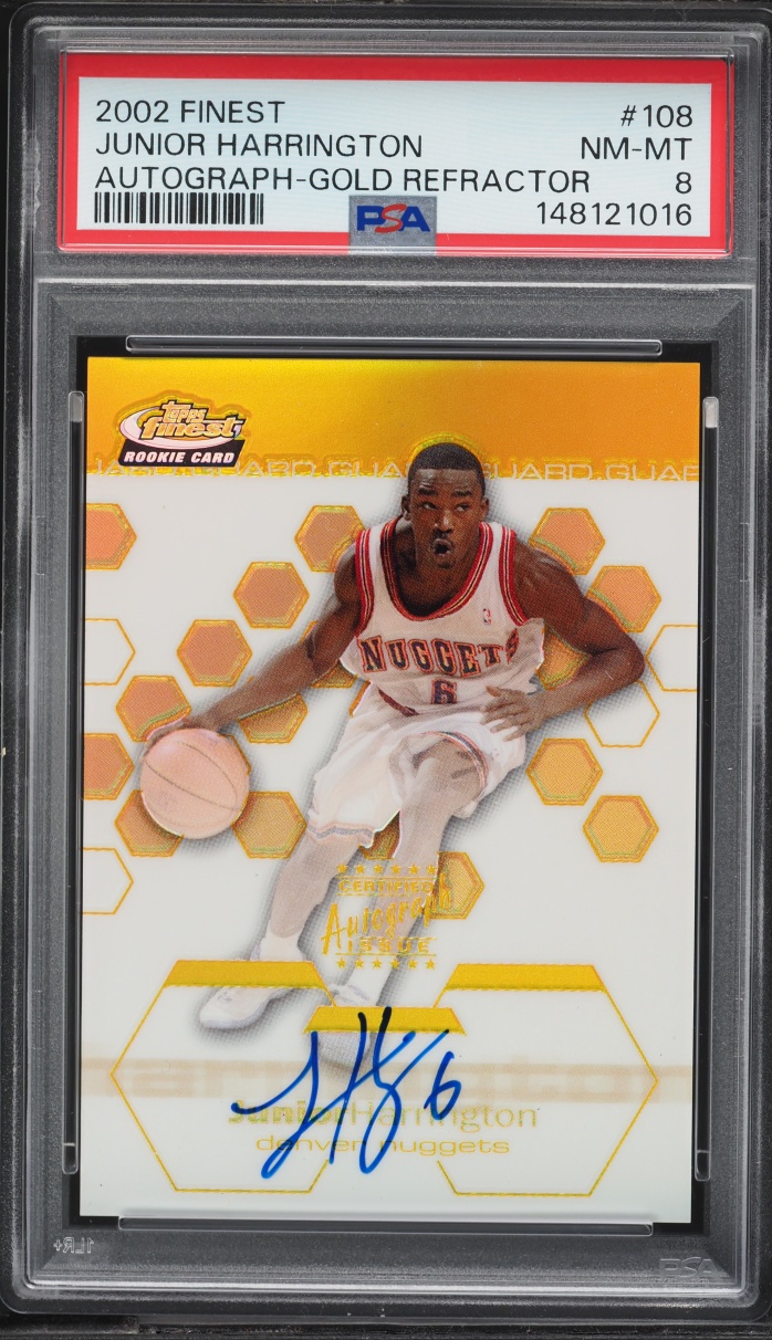 2002 Finest Gold Refractor Junior Harrington ROOKIE AUTO /25 #108 PSA 8 NM-MT