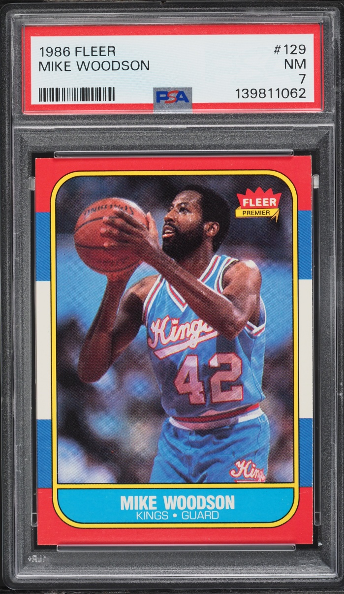 1986 Fleer Basketball Mike Woodson #129 PSA 7 NRMT