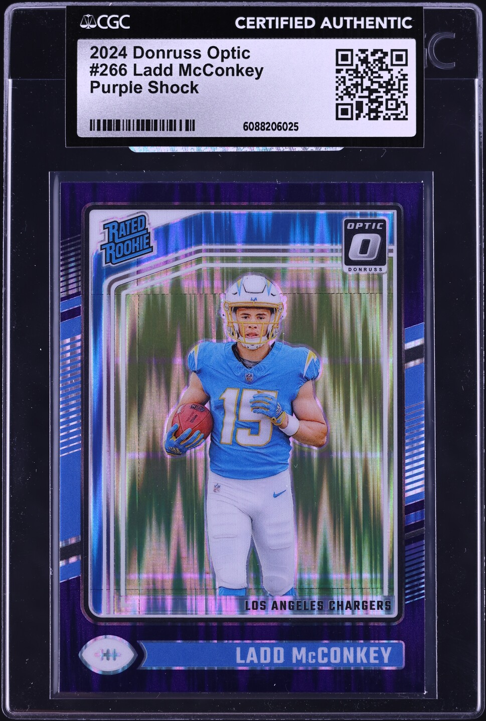 2024 Donruss Optic Purple Shock Ladd McConkey ROOKIE #266 CGC AUTH