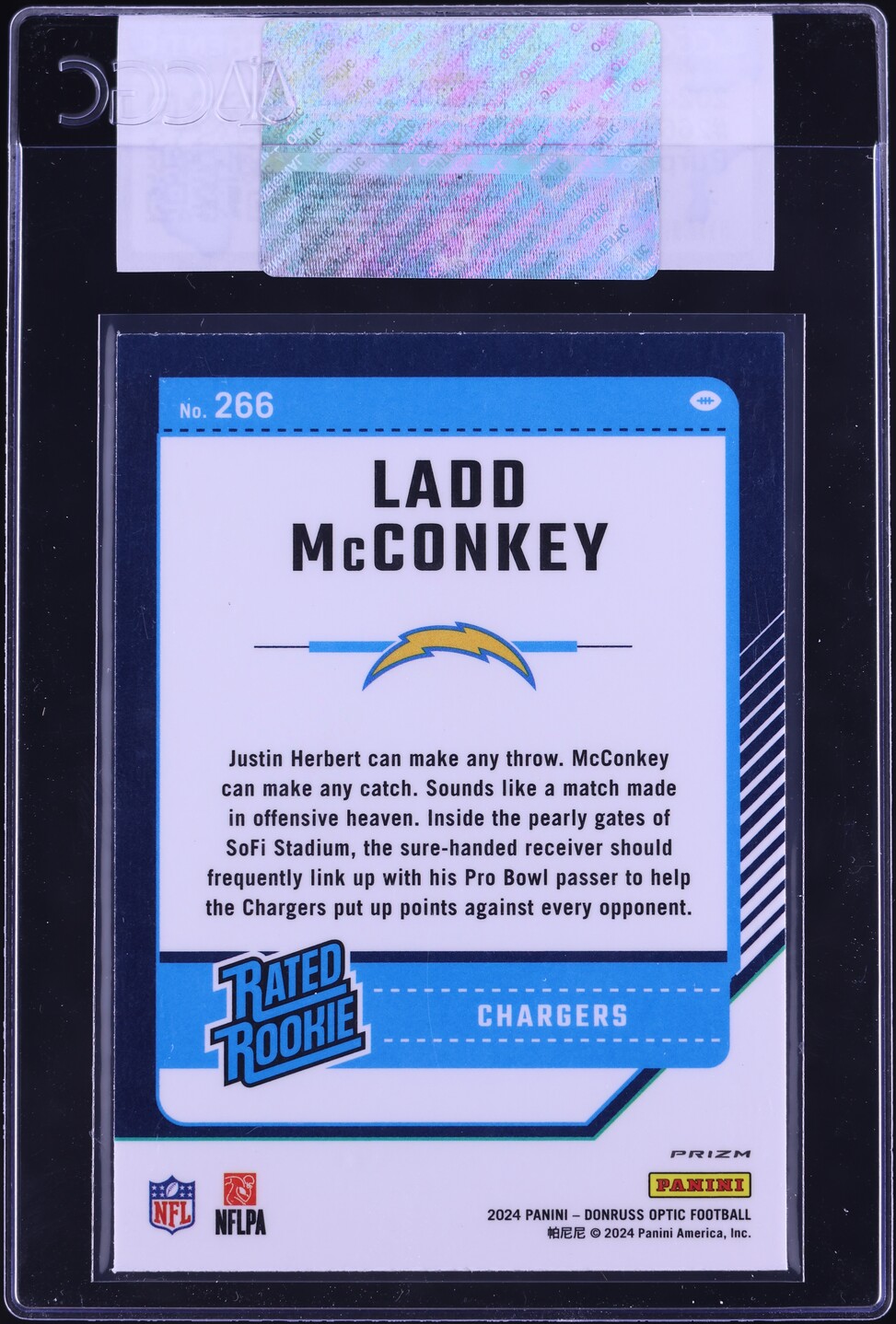 2024 Donruss Optic Purple Shock Ladd McConkey ROOKIE #266 CGC AUTH